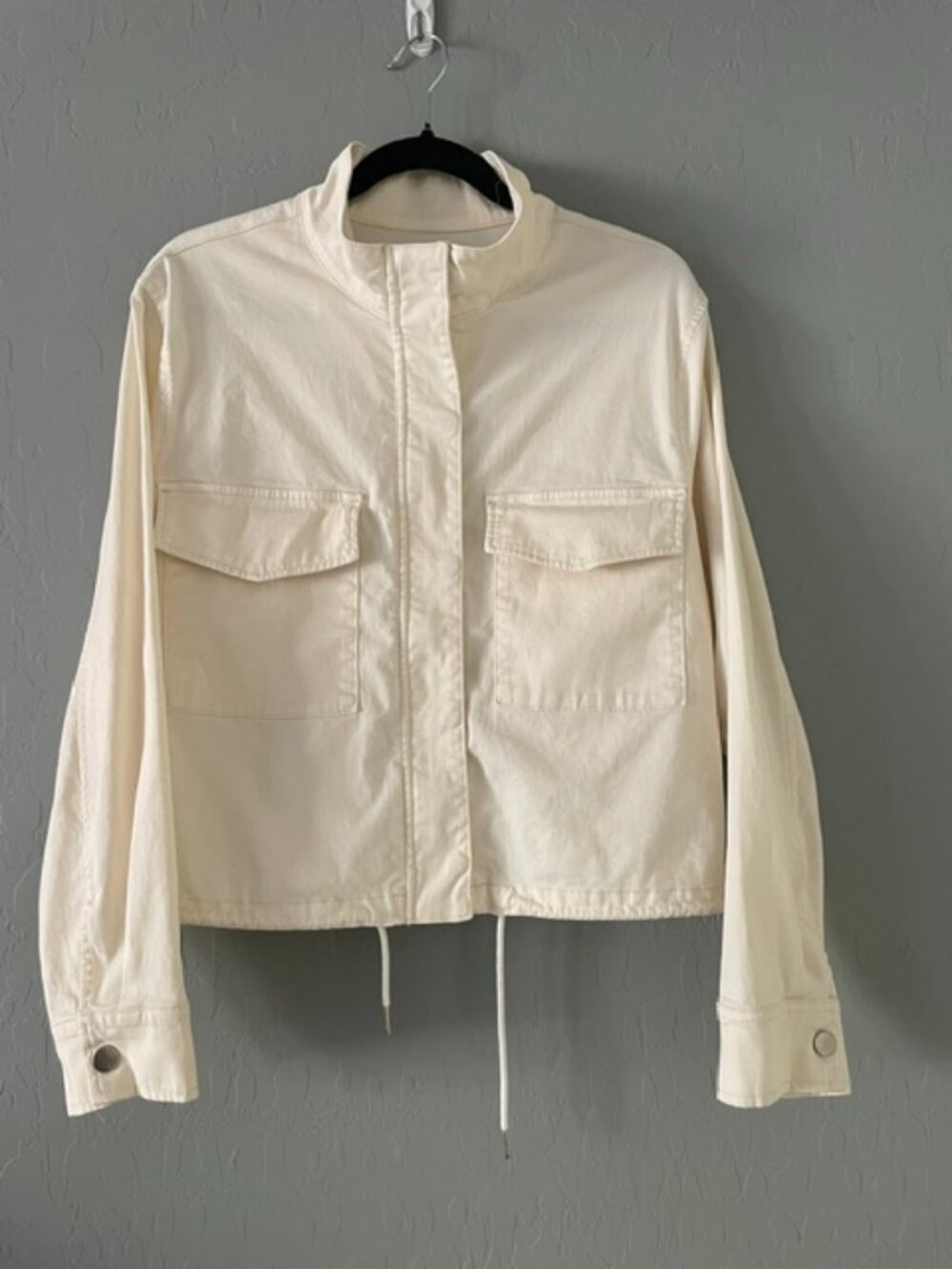 Sanctuary Armstrong Cropped Utility Jacket Cream White Twill Safari Large L